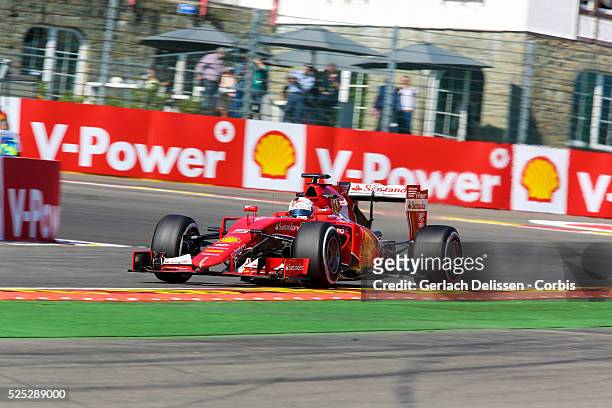 Sebastien Vettel of the Scuderia Ferrari Team during the 2015 Formula 1 Shell Belgian Grand Prix free practise 1 at Circuit de Spa-Francorchamps in...
