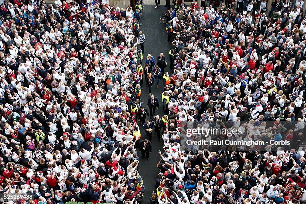 Johnny Wilkinson arrives at the stadium with the World Cup Trophy prior to the RWC 2015 Opening Ceremony at Twickenham Stadium followed by the...