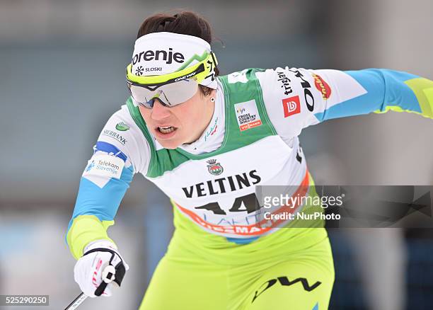 Katja Visnar from Slovenia during Ladies 1.5 km Sprint Free Qualification, at the 12th FIS Cross-Country World Cup Competition in Lahti, Finland. 7...