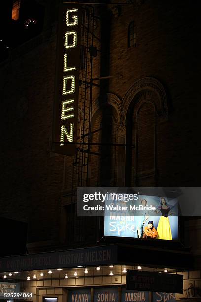 Theatre Marquee for the Broadway Opening Night Performance of 'Vanya and Sonia and Masha and Spike' at the Golden Theatre in New York City on...