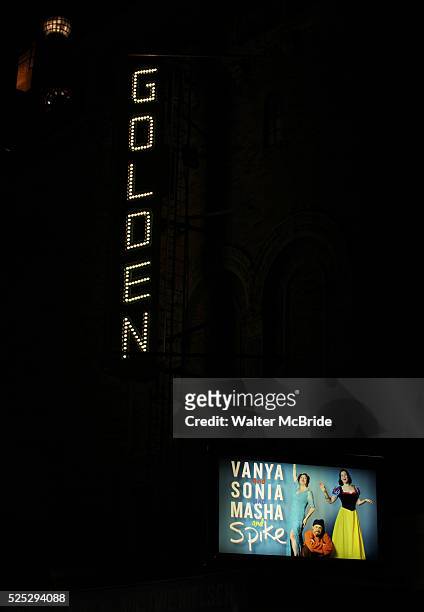 Theatre Marquee for the Broadway Opening Night Performance of 'Vanya and Sonia and Masha and Spike' at the Golden Theatre in New York City on...