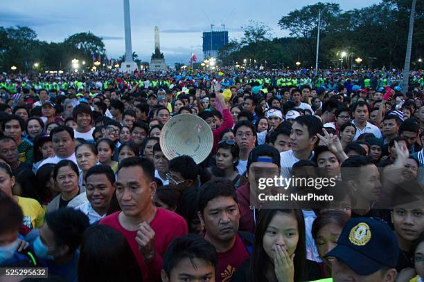 Manila, Philippines - People start to pile up in Luneta, Manila on Sunday, January 18, 2015. Pope Francis is having mass at Luneta Park on his third...