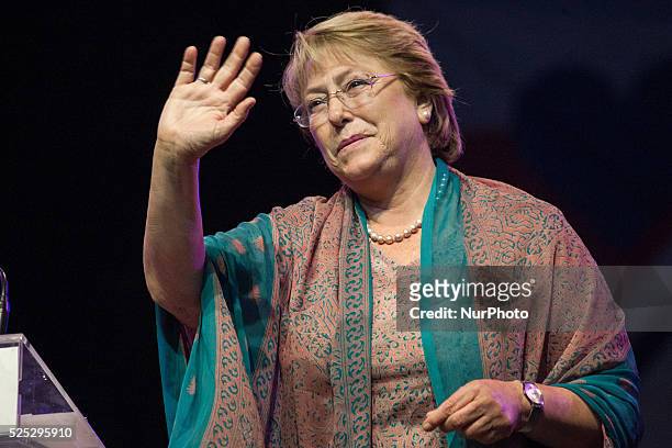 Former President of Chile and candidate for President of Chile 2014 Michelle Bachelet closes her election campaign with a cultural act in the urban...