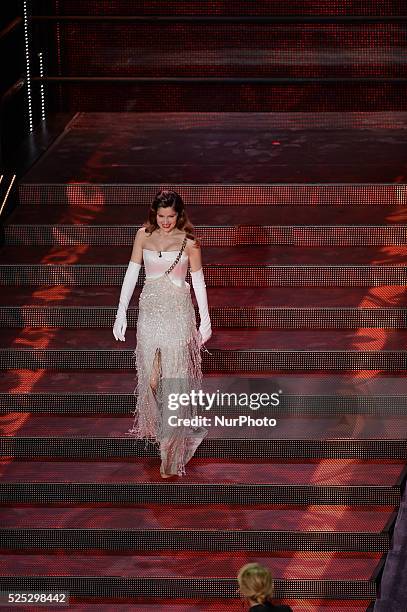 Leatitia Casta attend the opening night of the 64rd Sanremo Song Festival at the Ariston Theatre on February 18, 2014 in Sanremo, Italy.