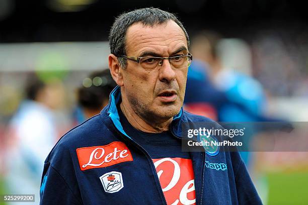 Head coach of ssc Napoli Maurizio Sarri during the italian Serie A football match between SSC Napoli and Carpi at San Paolo Stadium on February 07,...