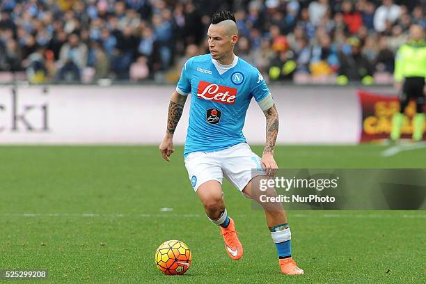 Marek Hamsik of SSC Napoli during the italian Serie A football match between SSC Napoli and Carpi at San Paolo Stadium on February 07, 2016 in...