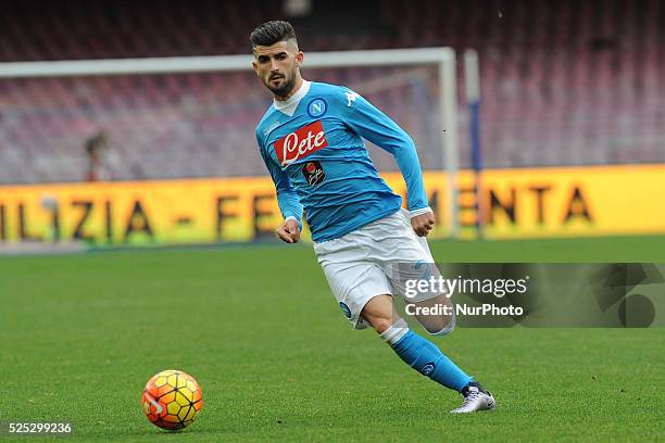 Elseid Hysaj of SSC Napoli during the italian Serie A football match between SSC Napoli and Carpi at San Paolo Stadium on February 07, 2016 in...