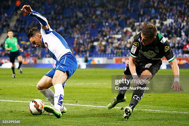 February 27- SPAIN: Luis Garcia and Pantic in the match between RCD Espanyol and Cordoba CF, for week 25 of the spanish Liga BBVA match, played at...