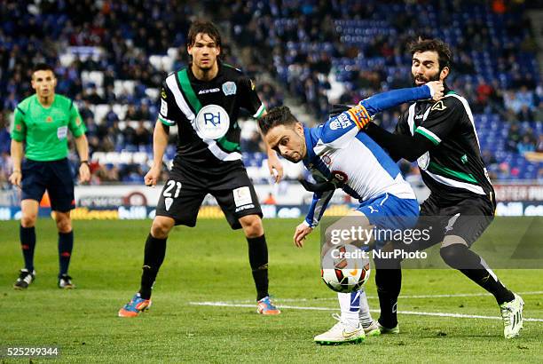 February 27- SPAIN: Luis Garcia and Crespo in the match between RCD Espanyol and Cordoba CF, for week 25 of the spanish Liga BBVA match, played at...