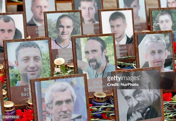 Portrets of Maidan activists, who were killed during anti-government protests in 2014,in Kiev, Ukraine, 20 February 2016. Ukrainians mark the second...
