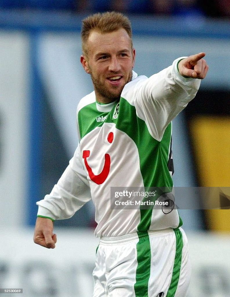 Fussball: 1. BL 03/04, Hansa Rostock-Hannover 96;