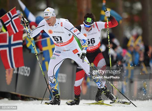 Daniel Richardsonr and Max Hauke during the 15km Men Individual podium, at the FIS Nordic World Championship 2015 in Falun, Sweden. 25 February 2015....