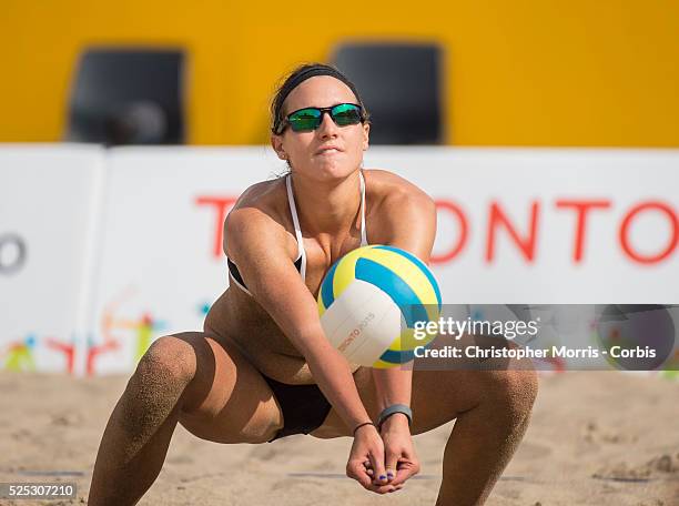 Betsi Metter of the USA during beach volleyball competition between USA and Argentina at the 2015 PanAm Games in Toronto.