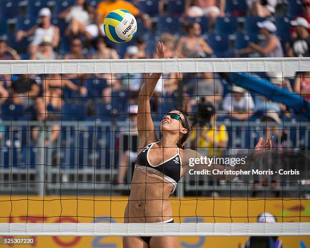 Betsi Metter of the USA during beach volleyball competition between USA and Argentina at the 2015 PanAm Games in Toronto.