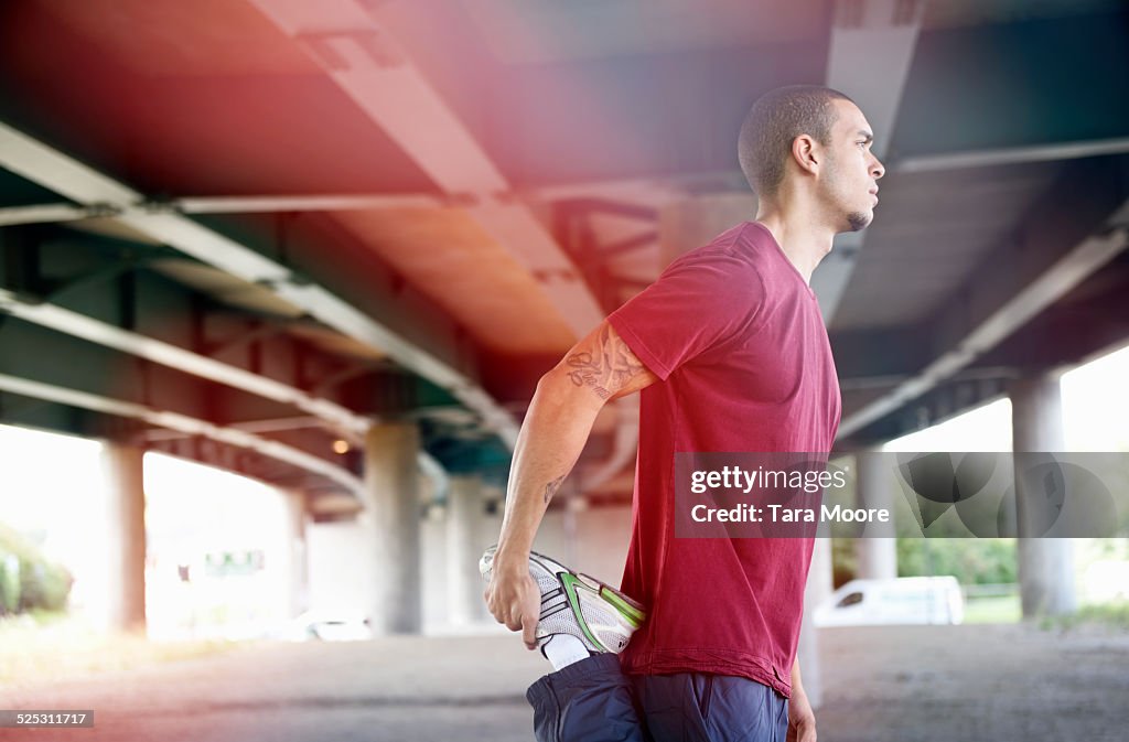 Urban sports man doing exercises