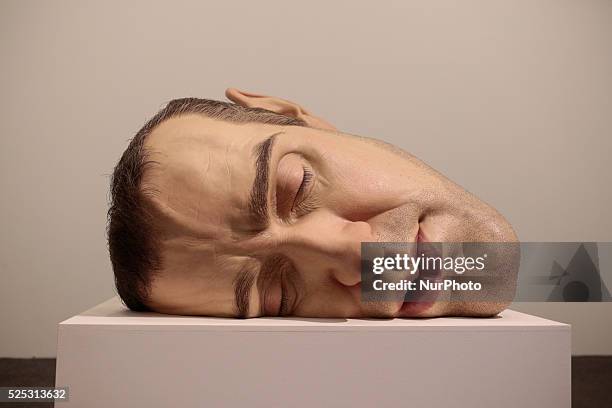 The sculpture entitled &quot;Mask II&quot; by the Australian artist Ron Mueck is displayed during his exhibition at the Pinacoteca of the State of...