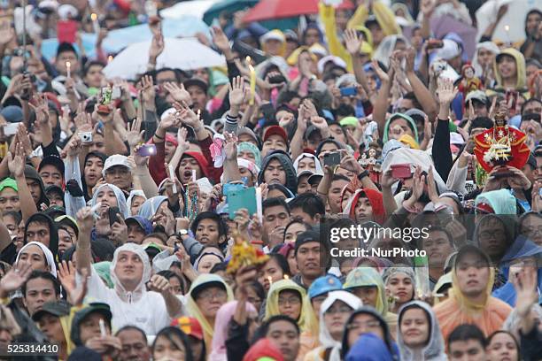 Manila, Philippines - The crowd prepares for Pope Francis' arrival for his closing mass at the Quirino Grandstand, Rizal Park on January 18, 2015....