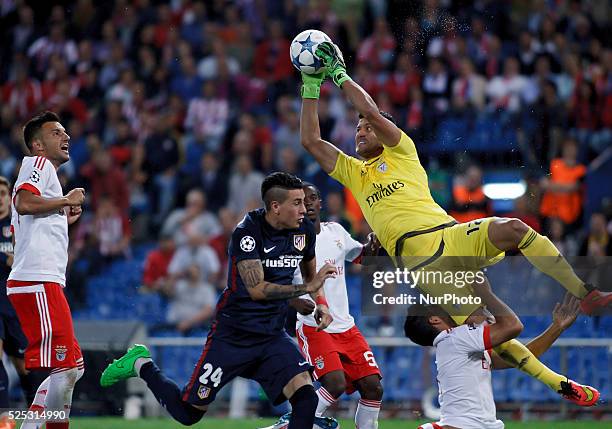 Benfica's Brazilian goalkeeper J��lio C��sar during the Champions League 2015/16 match between Atletico de Madrid and Benfica, at Vicente Calderon...