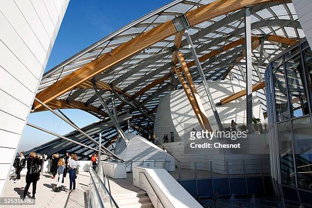 Picture shows a detail of the Louis Vuitton Foundation building in the Bois de Boulogne in Paris, France, on 27 October 2014. The new building,...