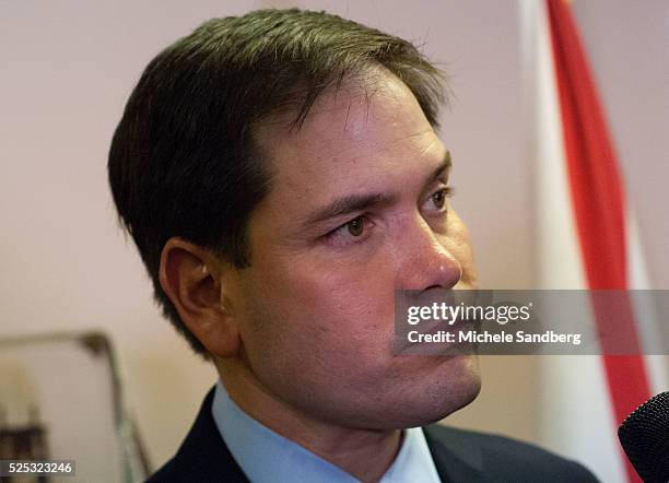 Marco Rubio answering questions from the Press after the conference. Senator Marco Rubio and other congressional people addressed the decision by...