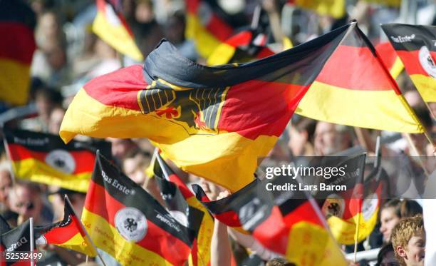 Fussball: Laenderspiel 2004, Kaiserslautern; Deutschland - Ungarn ; Deutsche Fans 06.06.04.