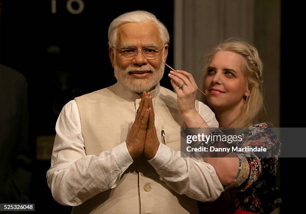 New wax figure of Narendra Modi joins world leaders at Madame Tussauds on April 28, 2016 in London, England.