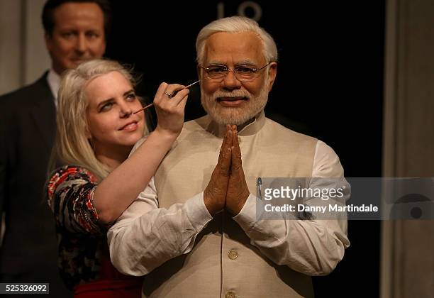 New wax figure of Narendra Modi joins world leaders at Madame Tussauds on April 28, 2016 in London, England.