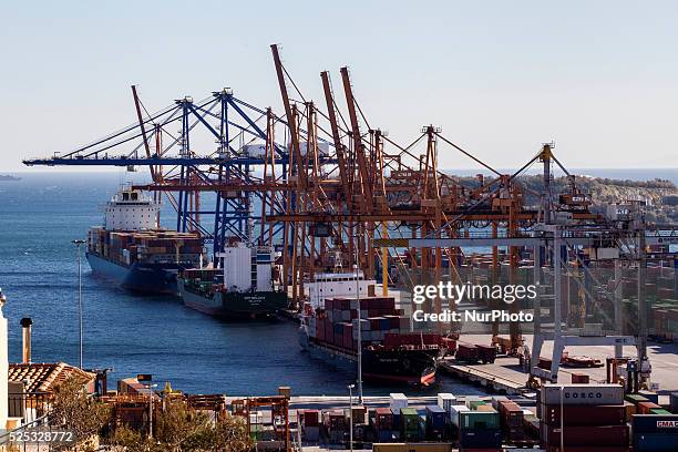 View of COSCO owned dock and yard in Piraeus on March 4, 2015. China Ocean Shipping Company, known as COSCO , is the company in charge of...