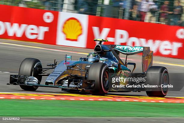 Nico Rosberg of the Mercedes AMG Petronas F1 Team during the 2015 Formula 1 Shell Belgian Grand Prix free practise 1 at Circuit de Spa-Francorchamps...