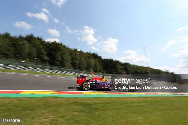 Daniel Ricciardo of the Infiniti Red Bull Racing Team during the 2015 Formula 1 Shell Belgian Grand Prix free practice 2 at Circuit de...