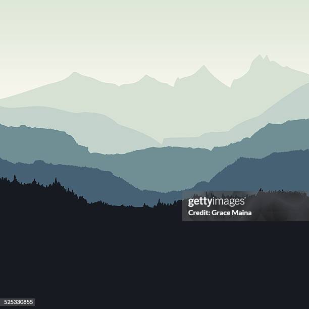 mountain backdrop - vector - digital composite 幅插畫檔、美工圖案、卡通及圖標