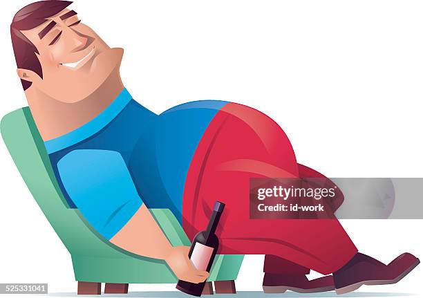 drinker - wine bottle lying down stock illustrations