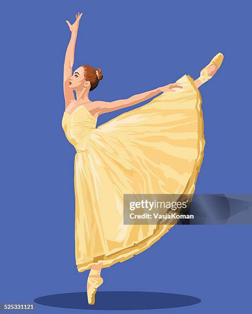 ballett-tänzerin auf royal blue background - ballettschuh stock-grafiken, -clipart, -cartoons und -symbole