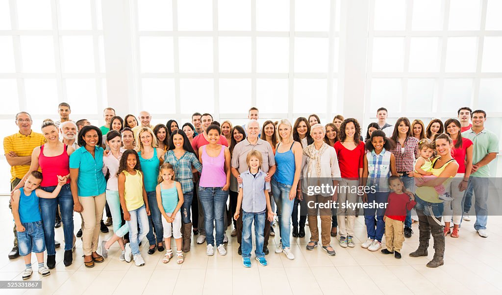 Large group of happy multi-ethnic people.