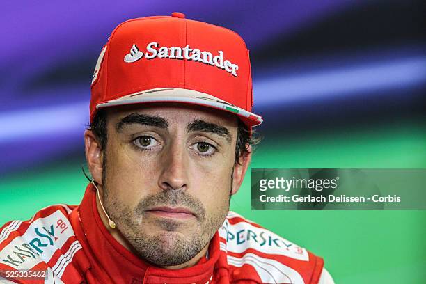 Formula One World Championship 2013, F1 Shell Belgian Grand Prix, #3 Fernando Alonso of the Scuderia Ferrari F1 team in the post race press...
