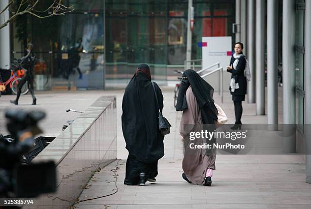 On 1st December 2014 in Hague, Netherlands, people are seen arriving and leaving the court where seven young men are being accused of recruiting...