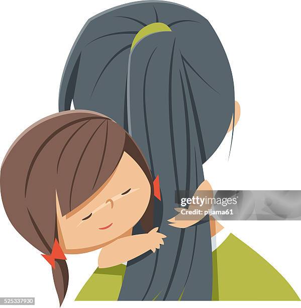 mothers day - kids hugging mom cartoon stock illustrations