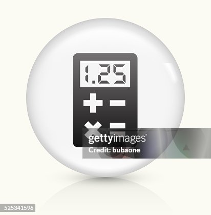 Calculator icon on white round vector button Calculator icon on white round vector button