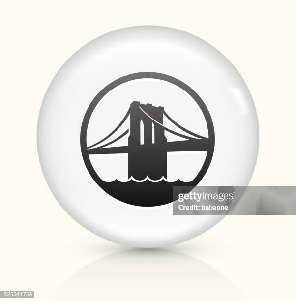 brooklyn bridge icon on white round vector button - steel cable white background stock illustrations