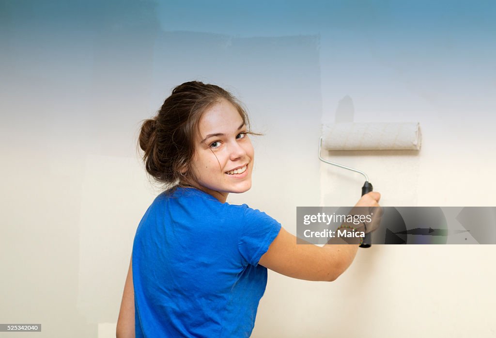Glückliche Mädchen Gemälde der Wand des Zimmers