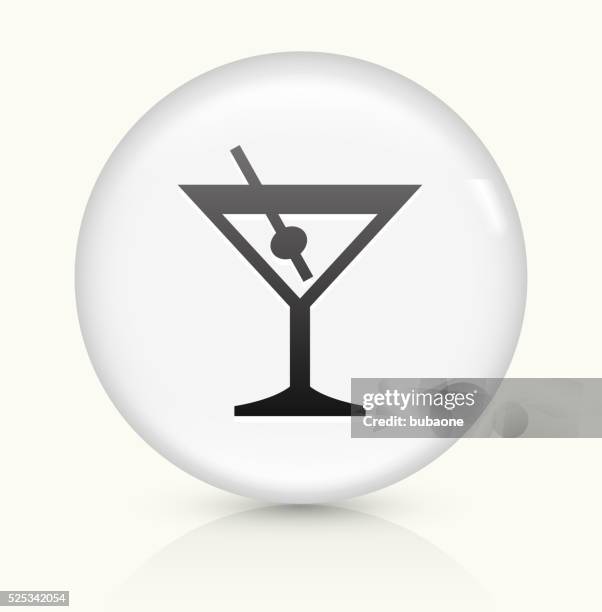martini glass icon on white round vector button - drinking martini stock illustrations