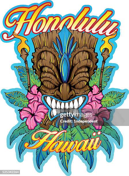 hawaiian tiki - hawaiian ethnicity stock illustrations