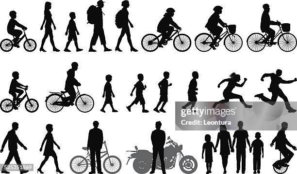 detaillierte personen bewegen - family cycle stock-grafiken, -clipart, -cartoons und -symbole