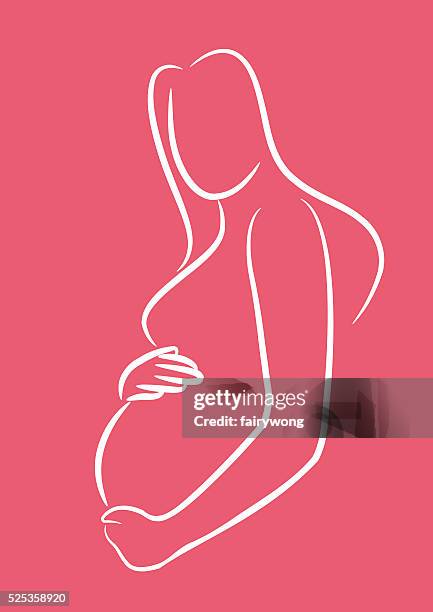 ilustraciones, imágenes clip art, dibujos animados e iconos de stock de mujer embarazada con las manos en el estómago - baby touching belly