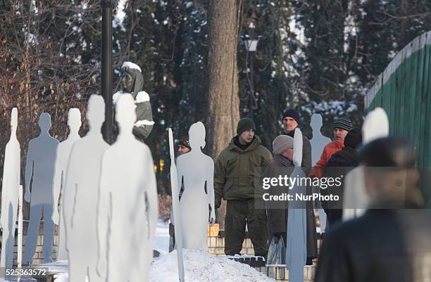 International Organization for Migration fights human trafficking in Ukraine with art-installation "Invisible in plain sight" installed in Kiev...