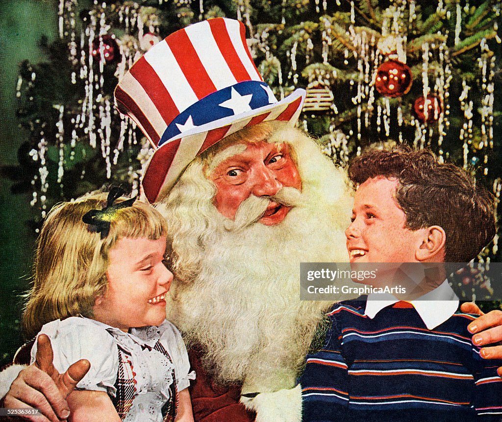 Santa Claus With Two Children