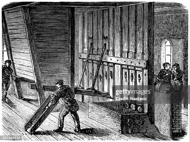 stamp mill - iron ore stock illustrations