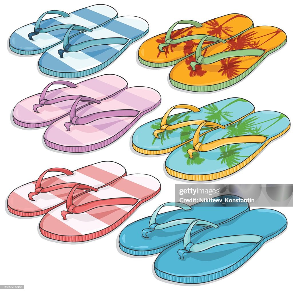 Vector Conjunto De Dibujos Animados De Playa Pantuflas Ilustración de stock - Getty Images Vector Conjunto De Dibujos Animados De Playa Pantuflas Ilustración de stock - Getty Images