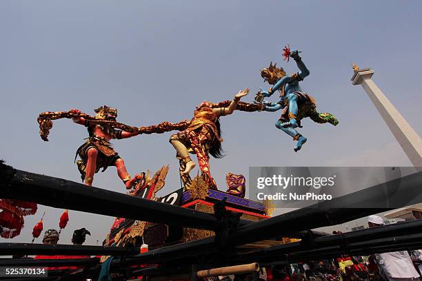 Dozens of Ogoh-ogoh presented to enliven welcome Nyepi / Saka New Year 1937 that was held in National Monument, Jakarta . Ogoh-ogoh is the work of...