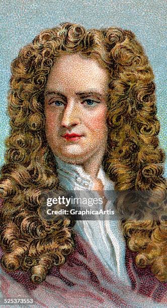 Vintage illustration of Isaac Newton; chromolithograph, 1923.